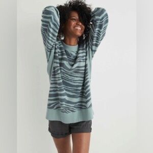 Aerie Good Vibes Zebra Print Oversized Sweatshirt
